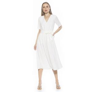 Женское платье миди Larisa с завышенной талией и поясом Alexia Admor, белый