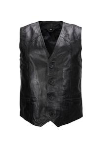 Кожаный жилет Ludwig черный мужской жилет из кожи ягненка с застежкой на пуговицы Lolus