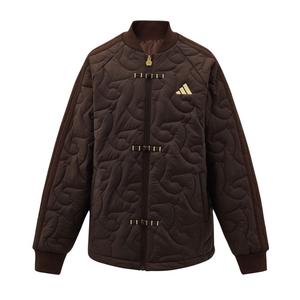 Детская утепленная куртка с воротником стойкой Adidas, темно коричневый