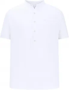 Мужская хлопковая льняная рубашка хенли с коротким рукавом и карманом