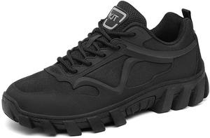Мужские походные туфли, кроссовки, трекинговые ботинки для прогулок по тропам, низкие повседневные ботинки с прочной конструкцией, шнуровкой, нескользящие, легкие трекинговые туфли для путешествий, кемпинга и повседневной носки Qacksv, черный