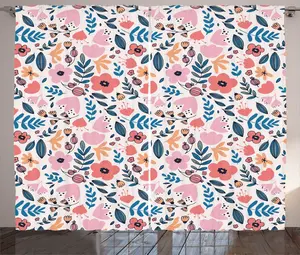 Штора ABAKUHAUS Wildflower в деревенском стиле, красочное искусство Любовь и природа, присборенная тесьма для спальни с петлями и крючками, 280 x 225 см, бисер и разноцветный Abakuhaus