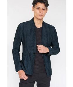 Куртка без воротника из джинсовой ткани с принтом "ТОРНАДО МАРТ" Tornado Mart, цвет Navy