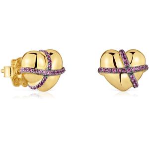 Серьги Tous Small Heart, серебро/золото/родолит