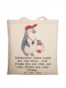 Сумка-шоппер Спасатель-супергерой с надписью кремового цвета Mr. & Mrs. Panda