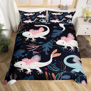 Erosebridal Комплект постельного белья Kawaii Axolotl с милыми аксолотлями и растениями для детской комнаты, Multi 16