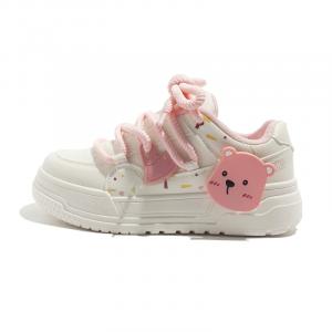 Женские нескользящие износостойкие низкие кроссовки для скейтбординга MEAKKEA, Beige Pink B