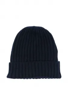 Кашемировая шапка бини в рубчик Fedeli, синий
