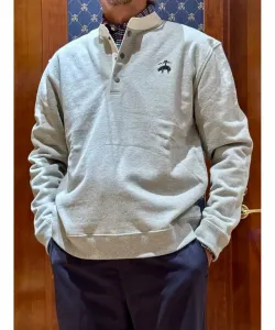 Хлопковая махровая ткань, большой логотип GF, толстовка на пуговицах до середины груди Brooks Brothers, цвет Gray