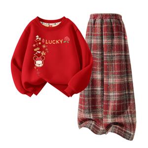 Детский танский костюм Disney, [thickened and fleece-lined]didofni_left upper красный+solid color красный plaid
