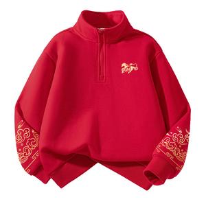 Детский свитшот с полуоткрытым воротником Moderate WARRIOR, red/h running horse золото k+h left sleeve золото-stamped k+h right sleeve золото-stamped k