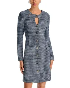 Платье-Футляр из твидового трикотажа с вырезом в виде замочной скважины от Lani Lynn Misook, синий