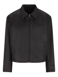 Укороченная куртка с логотипом Prada, черный