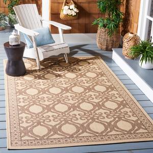 Ковер SAFAVIEH, 161 x 232 см, Washable Rug Outdoor Courtyard Collection - Natural & Brown, без линьки и легкий в уходе, идеален для патио, заднего двора, прихожей (CY3040-3001)