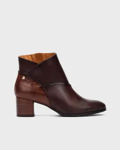 Женские кожаные ботильоны на устойчивом каблуке с молнией Pikolinos, темно-коричневый