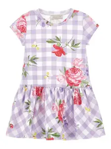 Платье в клетку гингем Monnalisa, белый