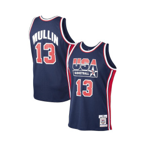 Мужская футболка chris mullin navy usa basketball home 1992 dream team authentic jersey Mitchell & Ness, синий