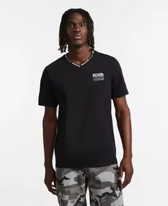 Мужская футболка с V-образным вырезом и коротким рукавом с нагрудным лейблом Ecko Unltd, черный