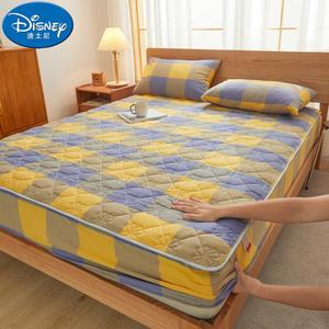 Disney Простыня на резинке 120x200 см, хлопок, стеганая, для матраса 3-14 см, цвет Purple And Yellow Large Checkered Pattern