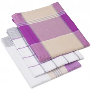Кухонное полотенце Gözze» кухонные полотенца, Des. 60058", (комплект, 3 шт.), 2x в клетку и 1x в полоску, цвет flieder