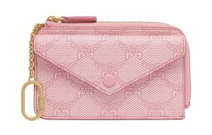 MCM Кожаный кошелек для карт мини женский розовый цвет сакуры