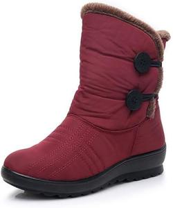 Женские зимние ботинки, снегоступы, теплые короткие водонепроницаемые ботинки до щиколотки с противоскользящей подошвой, утепленные мехом, хлопковые, с мягкой подошвой, для улицы Qacksv, Red
