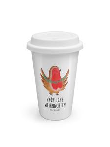 Кружка на вынос "Рождество Робин" с надписью на белом фоне Mr. & Mrs. Panda