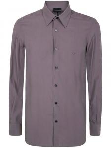 Emporio Armani рубашка с вышитым логотипом, фиолетовый