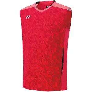 Yonex Мужская майка-топ, красная, с V-образным вырезом, узкая, прямого кроя
