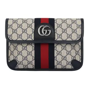 Ophidia Canvas With Leather Trim Сумка через плечо Кроссбод Поясная сумка Мужская Синий/Бежевый GUCCI