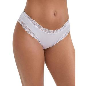 Женские трусики-бикини с кружевной отделкой и ребристым узором, мид-вайст, бесшовные, комфортные, стильные, regular fit, однотонные Inspire Chic, White