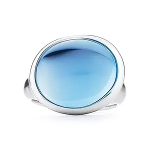 Кольцо Tiffany & Co. x Elsa Peretti Cabochon, серебро/голубой топаз