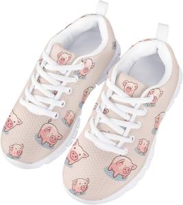 Кроссовки Jeiento для детей мальчиков и девочек, для бега и тенниса, дышащие спортивные кроссовки, размеры для малышей, маленьких и больших детей, Cartoon Pig