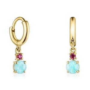 Серьги Tous Mini Ivette Short With Amazonite And Ruby, золото