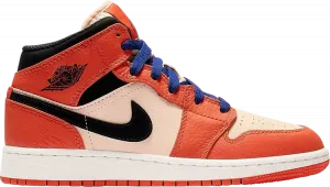 Кроссовки Air Jordan 1 Mid SE GS Team Orange, оранжевый