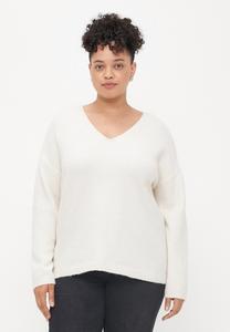 Джемпер Vero Moda Curve VMCBESTI V NECK , Birch Melange/Off-White