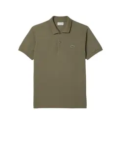 Зеленая рубашка-поло в классическом стиле Lacoste, зеленый