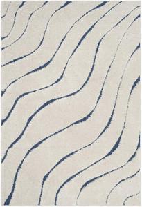 Ковер SAFAVIEH, 100 x 161 см, Florida Shag Collection, Cream & Blue, без линьки и простой в уходе, толщиной 3 см, идеален для помещений с высокой проходимостью: прихожая, гостиная, спальня (SG472-1165)