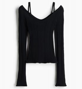 Топ H&M Studio Collection Rib-knit, черный