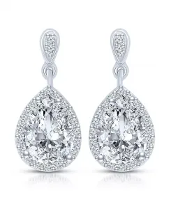 Серьги-Подвески грушевидной формы из стерлингового серебра с покрытием из белого золота и кубическим цирконием Genevive, silver