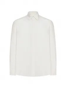 Шелковая рубашка с потайной застежкой на пуговицы Lardini, белый