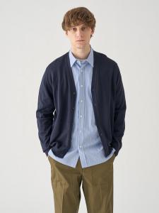 Вязаный кардиган из хлопка с V-образным вырезом | S4889 | 24G СОВРЕМЕННЫЙ КРОЙ