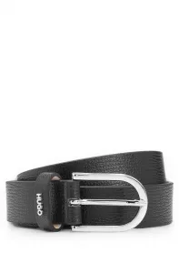 Кожаный ремень HUGO "Zoey-C_Sz25" с металлическим логотипом HUGO, черный