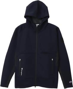 Мужская толстовка Champion с длинным рукавом WRAP-AIR из водоотталкивающей ткани Techweave 3LS на молнии с капюшоном и логотипом в стиле гольф (C3-AG102), темно-синий