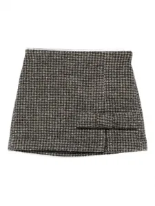 Мини-юбка с запахом и узором «гусиная лапка» Douuod Kids, коричневый