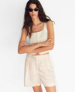 Женский жилет из льняной смеси для костюма MANGO, White