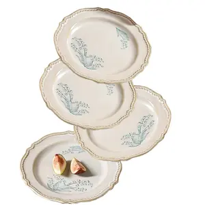 Набор посуды Kawasimaya, кремовый/синий/бежевый, 4 тарелки 20 см