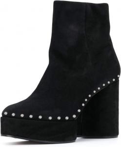 Женские стильные ботильоны FSJ с заклепками и стразами, на платформе с танкеткой, закрытым носком, короткие с боковой молнией, праздничные туфли для женщин, размер 4-15 US, Suede Black