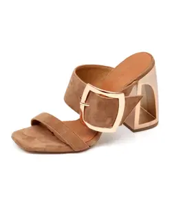 Замшевые сандалии на каблуке 10 см Vic Matiã, коричневый