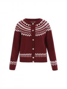 Женский кардиган винно-красного цвета с оттенком белого DreiMaster Maritim
